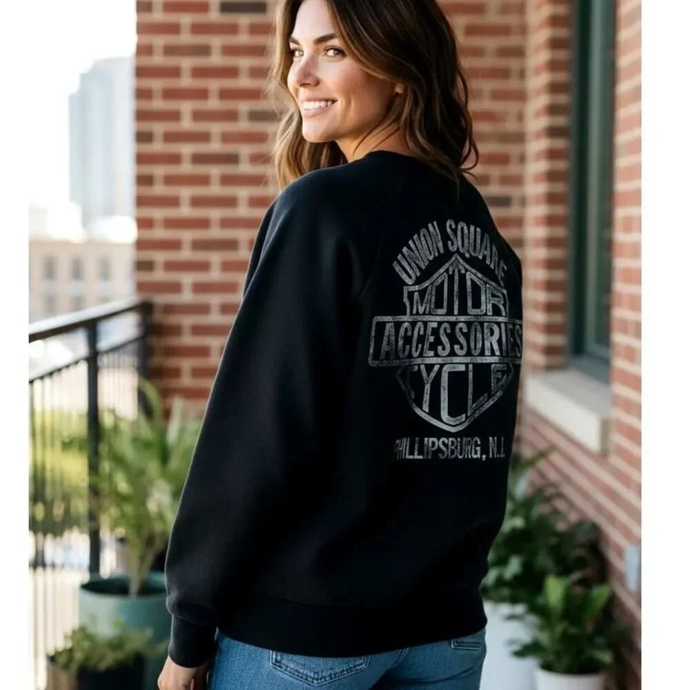 Harley-Davidson Women's Vintage Black w/Graphics Pullover Sweatshirt - Size: L